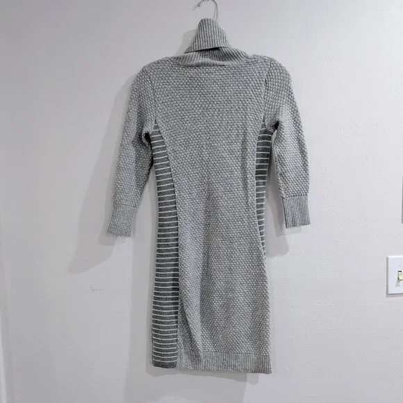 ATHLETA Merino Extra Fine Wool Sweater Dress XS Gray Turtleneck 3/4 Sleeve - Picture 3 of 11